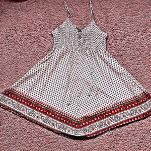 Wet Seal Printed Lace Up Smocked Sundress, Size L